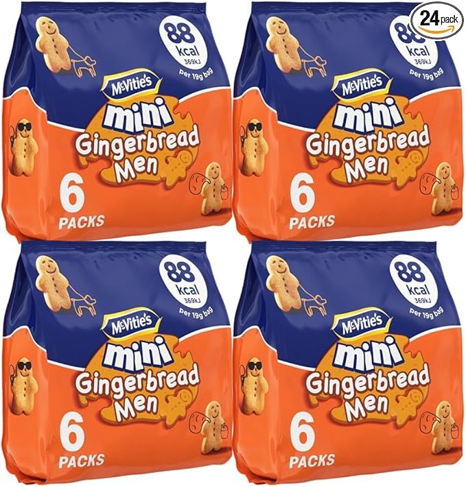McVitie's Mini Gingerbread Men Biscuits Multipack, 6x19g (4 pack) | By NAEM