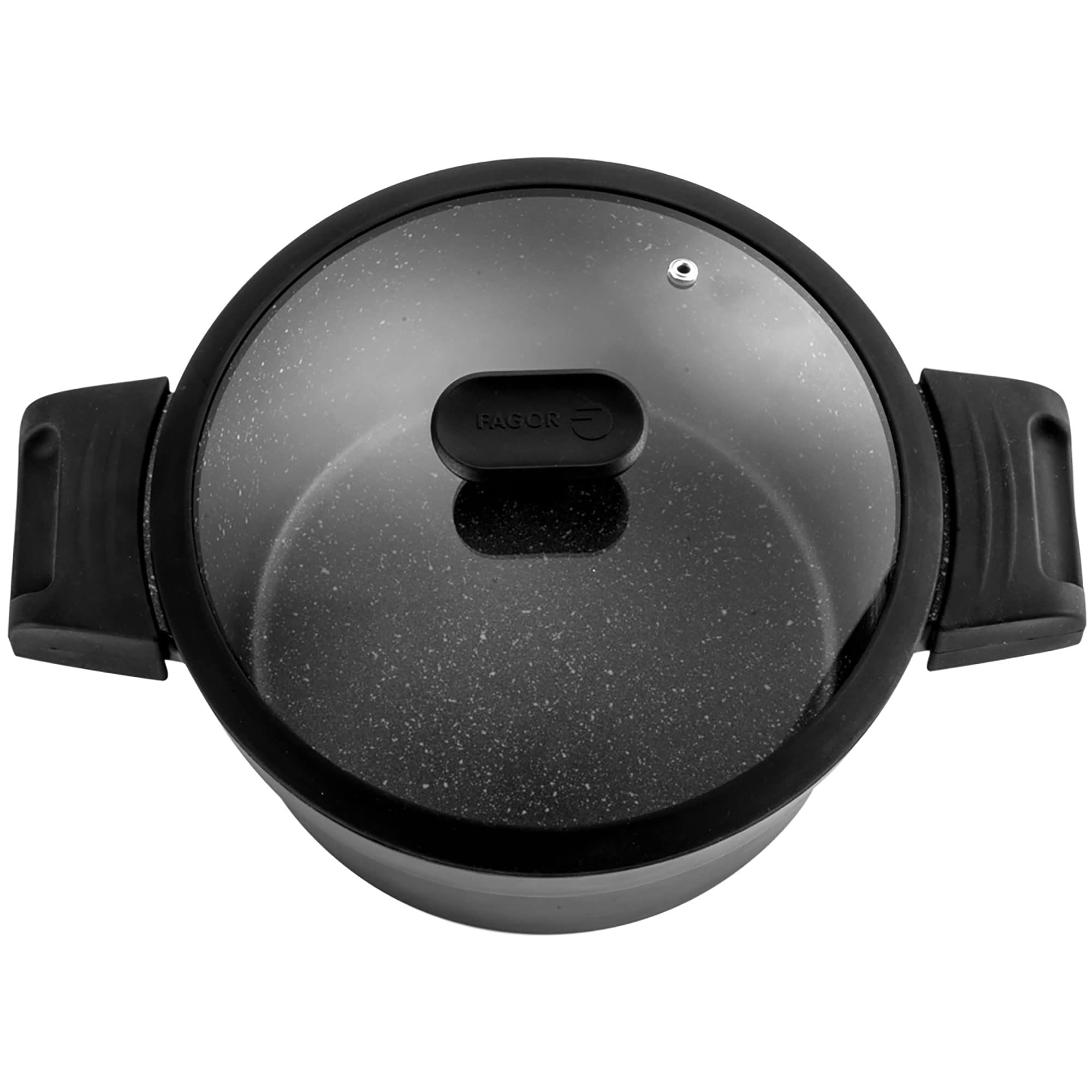Fagor Alutherm Batería Cocina Inducción 5 Piezas Set 2 Cazuelas 20-24 cm, 2 Tapas Cristal, Sartén 24 cm, Aluminio Fundido, Antiadherente Ecológico sin PFOA, Apta Todas Las Cocinas