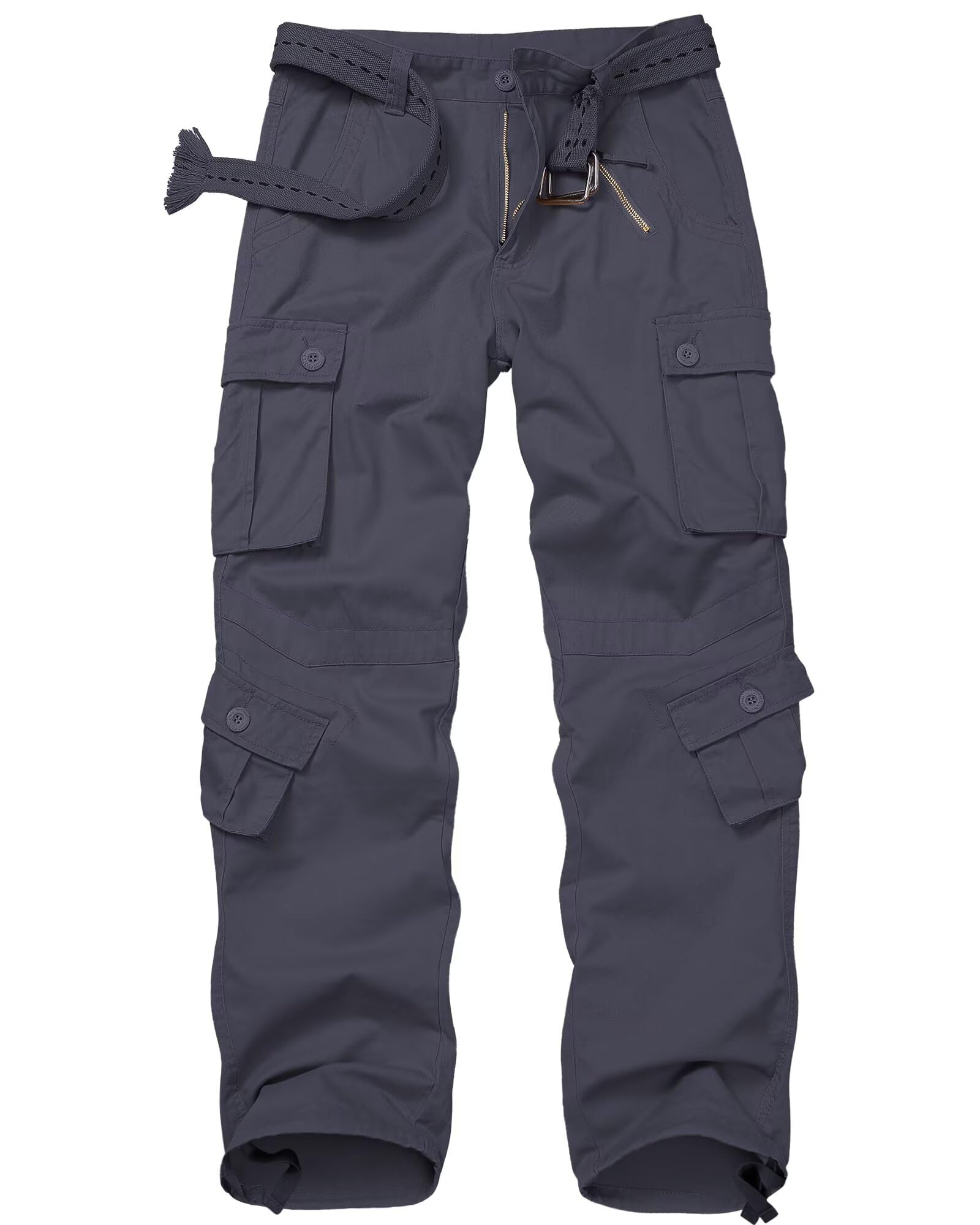 Vatinnt Men's Grey Cargo Trousers Combat Camo Trousers 3357 32