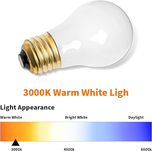 Miniatura 5 de Bombilla 8009 para horno refrigerador, bombillas de repuesto de 130 V y 40 W para Whirlpool GE Kenmore Frigidaire Amana KitchenAid para refrigerador