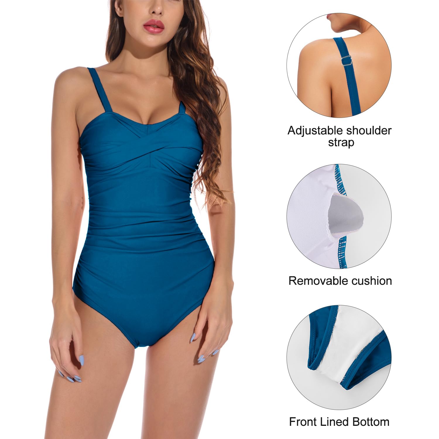 Yuson Girl Damski kostium kąpielowy, wyszczuplający brzuch, jednoczęściowy, push up, monokini, seksowny strój kąpielowy dla kobiet, z regulowanymi ramiączkami