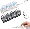 2 PCS Keyboard Fidget Toy Keychain, 4 Button Clicker Fidget Keyboard, Mini Keyboard Clicker Fidget Toy, Transparent Black & White Key Board Fidget Toy for Stress Relief Focus Office School