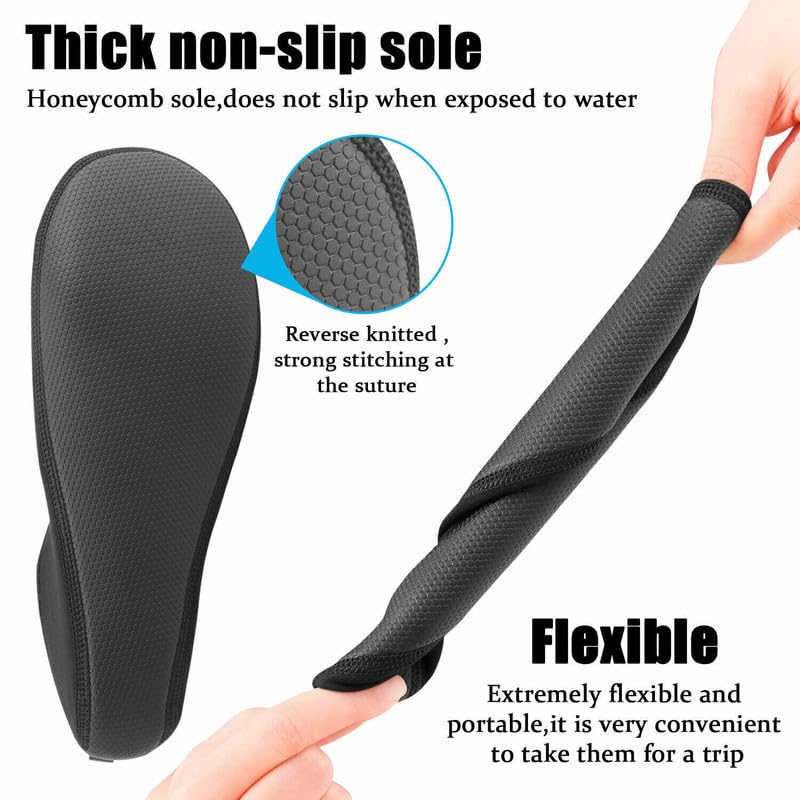 Water Socks - Barefoot Water Shoes with Elastic Collar Design & Non Slip Rubber Sole for Men & Women, Breathable & Foldable Quick Dry Aqua Socks for Beach Swimming & Surfing3