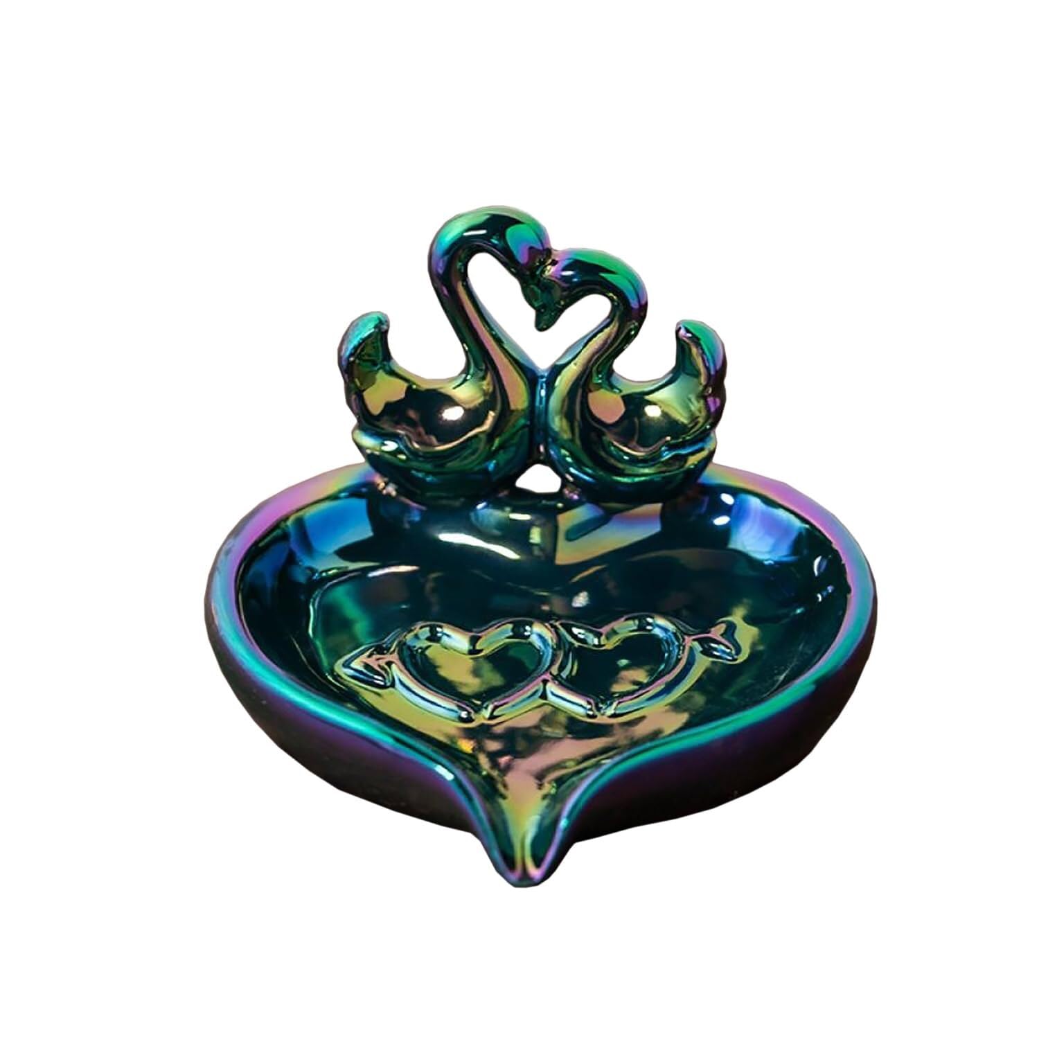 Holder for Shower Swan-shaped Ceramic Soap Dish With A Waterfall-style Drainer Suitable For Countertops Stand for Kitchen(Green)
