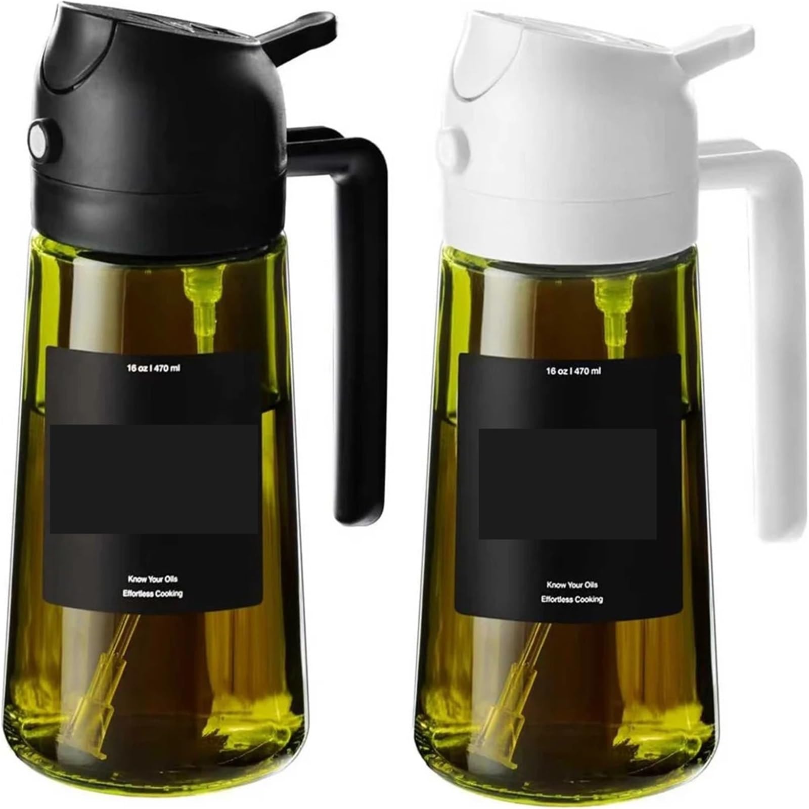 POAHNCU Oil Spray Bottle, 470ml 2-in-1 Oil Sprayer Dispenser For Cooking, Thick Glass Spray Bottle,for Air Fryer,Salad