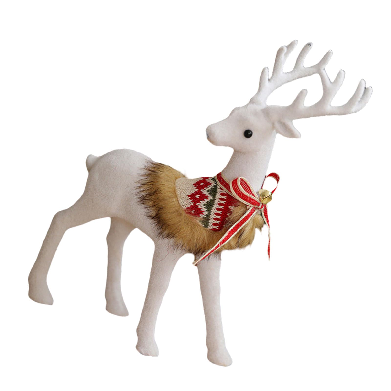 Msioytog Stylish White Reindeer Decoration Realistic White Reindeer Statue Holiday Decoration Figurine Display Figurine
