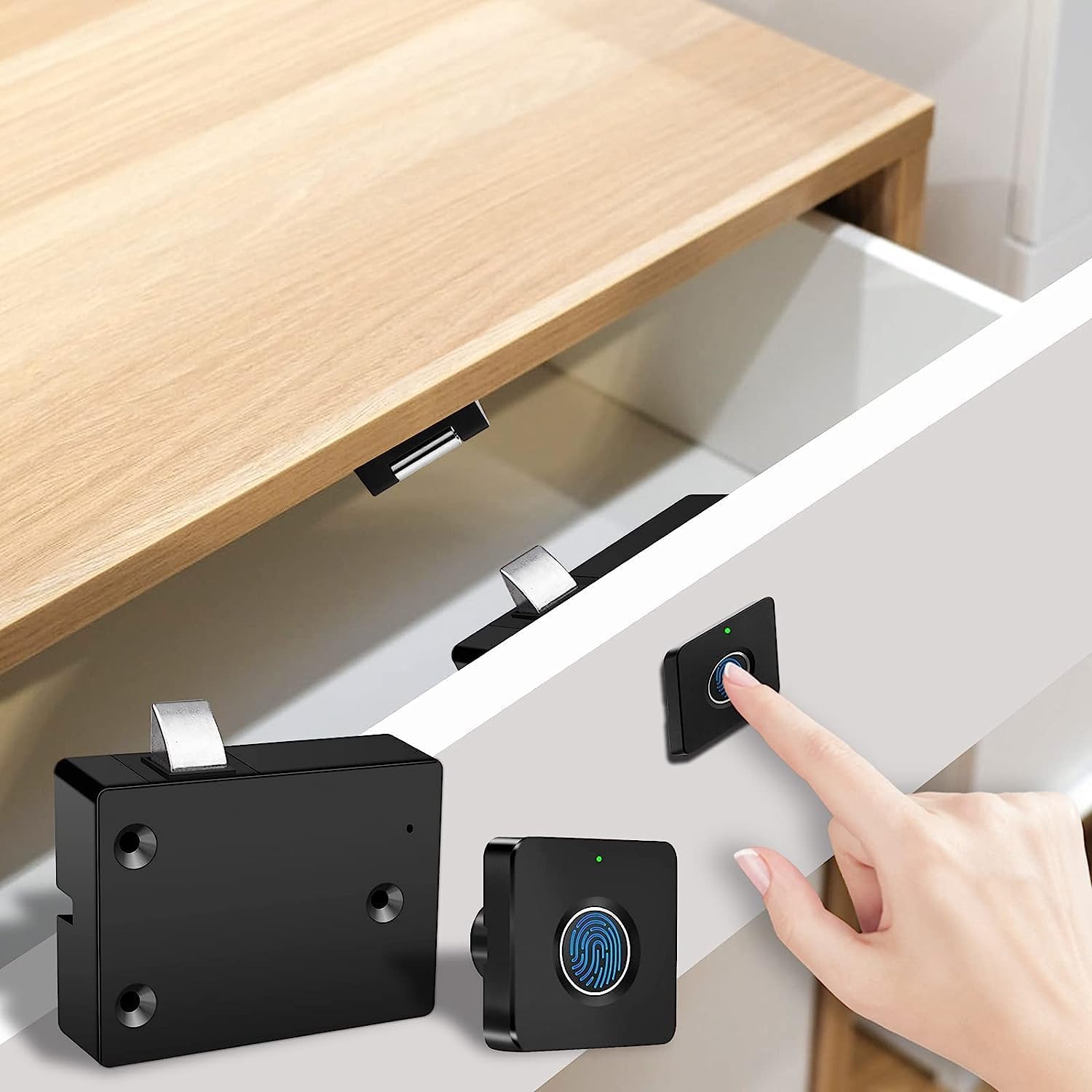 Trojan Fingerprint Lock for Drawer, Biometric High Speed Lock for Home/Office Electronic Smart AI Fingerprint Sensor Lock for Drawer, Cupboard, Almirah, Cabinet Safety