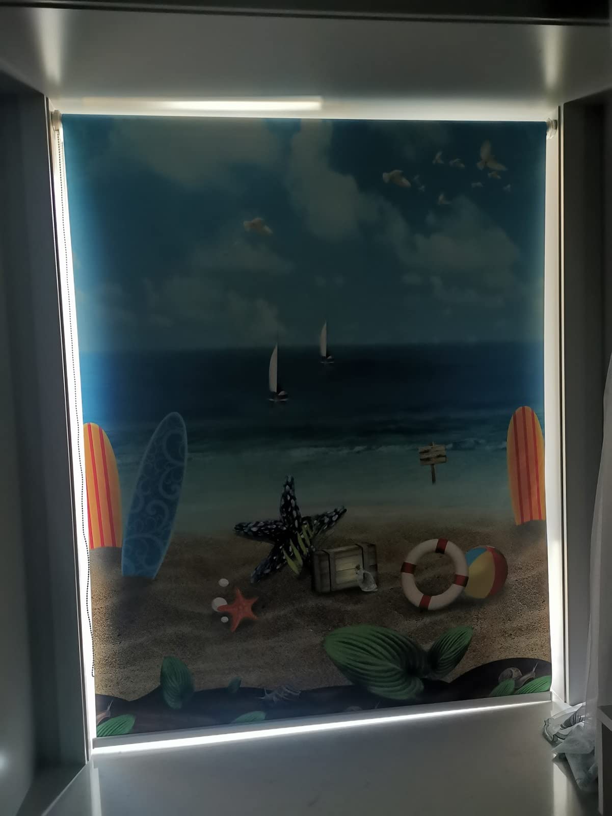 Store enrouleur large - Occultant - Avec motif - Pour salle de bain, chambre à coucher, cuisine