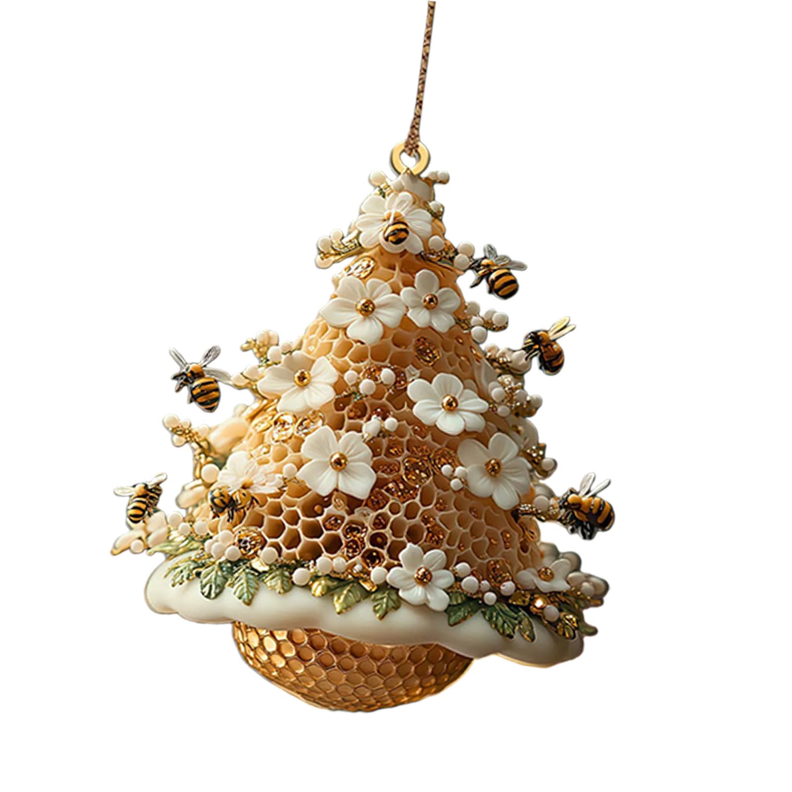 carotoe Honeycombed Christmas Shape Acrylic Hanging Charm Bees Theme Holiday Ornament Honeycombed Christmas Tree Acrylic Ornament