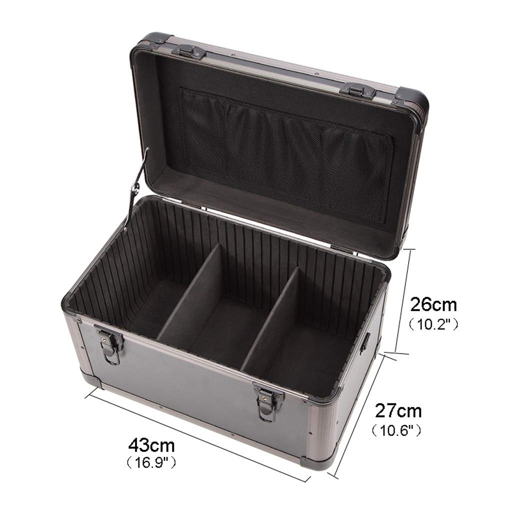 Organizador de herramientas y accesorios de almacenamiento Caja de herramientas Estuche de transporte de aluminio Aluminio resistente a la intemperie y abolladuras Seguridad Cerradura de doble llave D