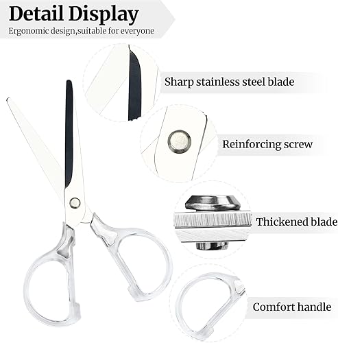 Miniatura 6 de Tijeras acrílicas, tijeras de acero inoxidable con mango acrílico transparente para oficina, tijeras de acrílico para cortar artes, tela,