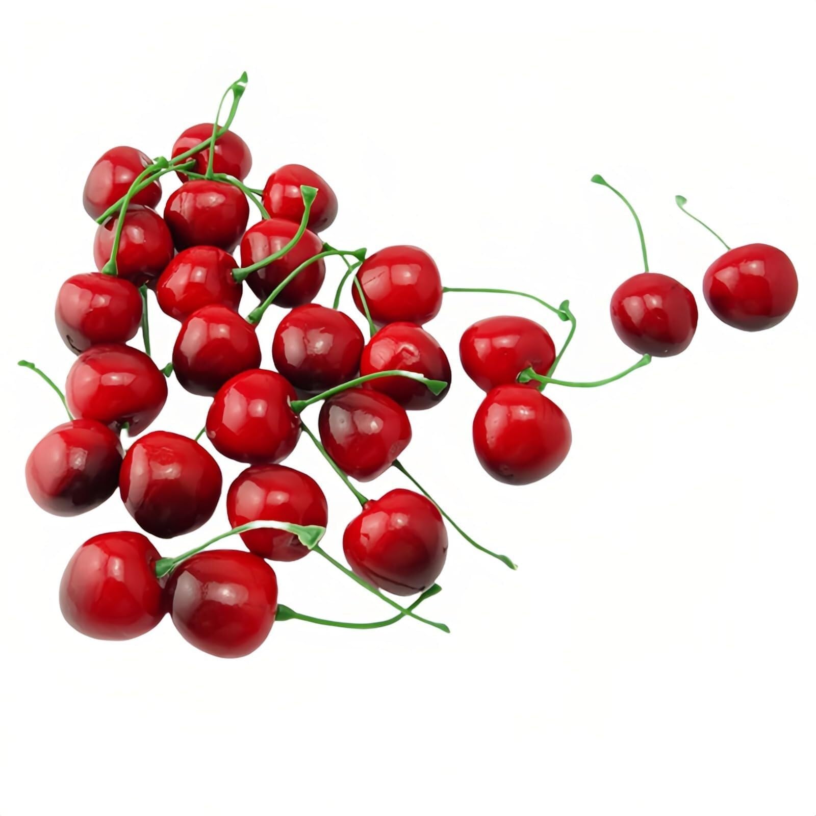 CVdrtyED Reusable Artificial Fruit Display 20pcs Artificial Cherries, Fake Fruit Decorations, Lifelike Red Kitchen Ornaments