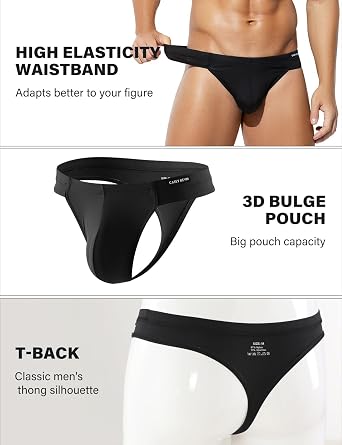 Casey Kevin Mens Sexy Thong Cooling Silky-Smooth Underwear G-String T-Back