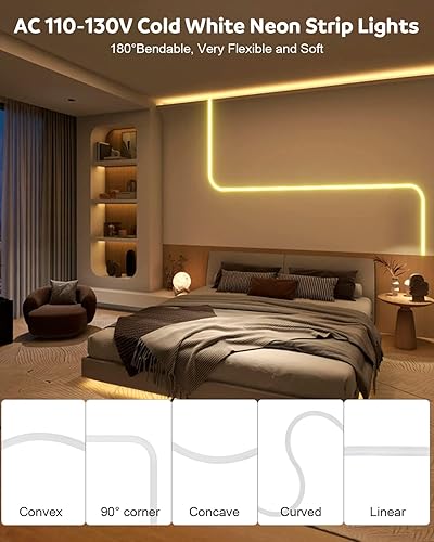 Miniatura 2 de Aclorol Cuerda LED de luz de neón para exteriores, impermeable, blanco cálido, tira de luces de neón de 16.4 pies, CA 110 V-130 V, LED de neón