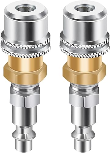 WNCGC Mandril de aire, mandril de aire de latón de flujo cerrado de 14 FNPT, portabrocas de aire de bloqueo de conexión rápida para accesorios de