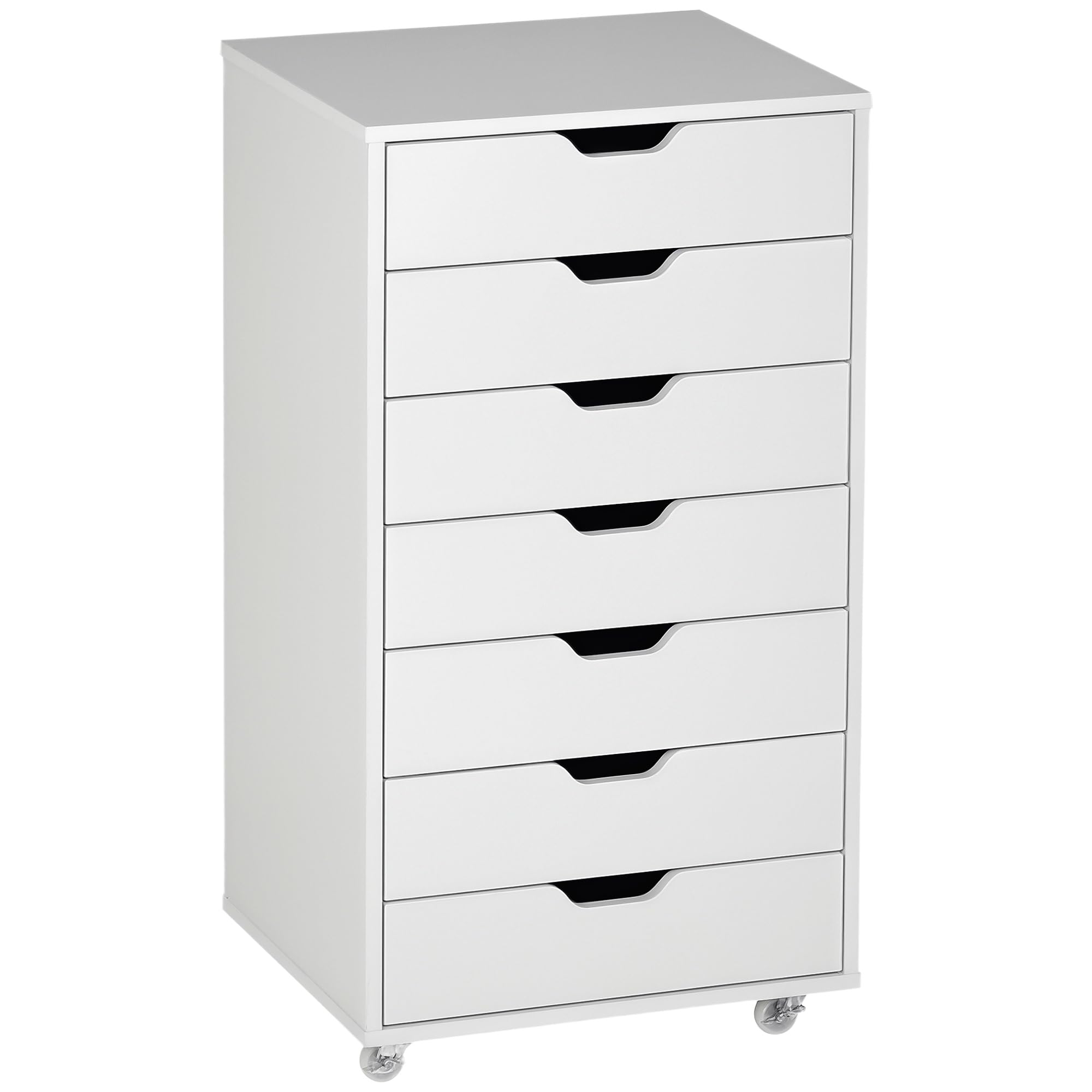 Vinsetto Vertical Filing Cabinet 7-Drawer File Cabinet on Wheels White