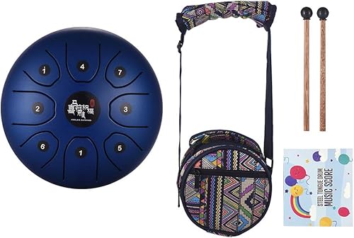 Miniatura 9 de Btuty Mini tambor de lengua de acero de 8 tonos 5.5 pulgadas C Key Percusión Instrumento Handpan Tambor con mazos de tambor Bolsa de transporte