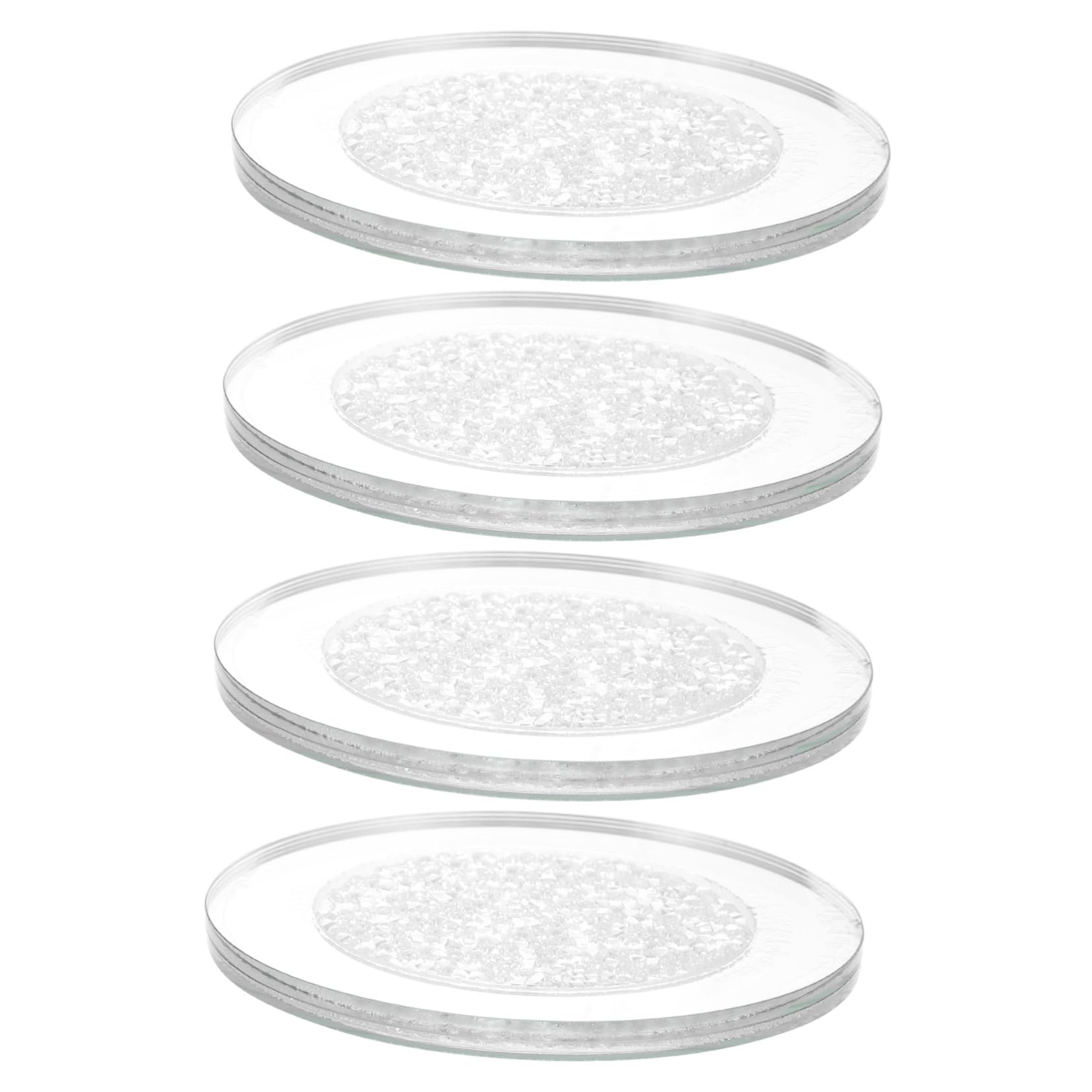 Glasuntersetzer 4 Stück Rund aus Glas Silber, Schlicht