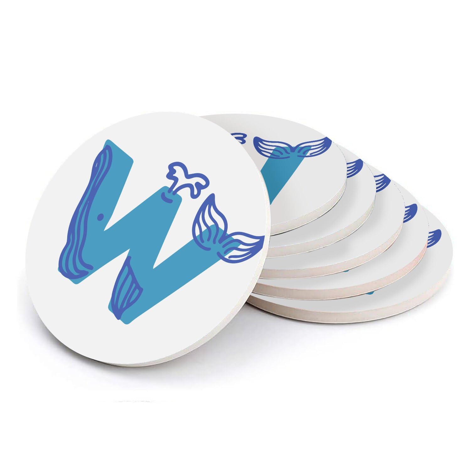 Sous-verre céramique W Like Whales lot de 6 dessous de verre enfant de 108x108 mm