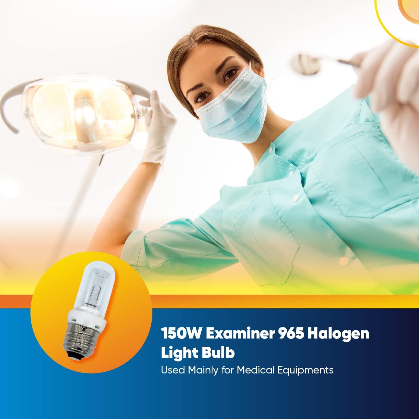 Technical Precision Replacement for Hill-ROM Examiner 965 Light Bulb 150w Halogen Light Bulb with E26 (E27) Medium Screw Base - T10 Halogen 3000K Clear - 1 Pack