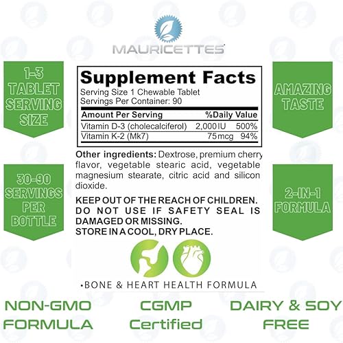 Miniatura 3 de Mauricettes Paquete de gomitas masticables de vitamina D3 con K2 y melatonina, paquete de apoyo inmunológico y para dormir para niños y adultos