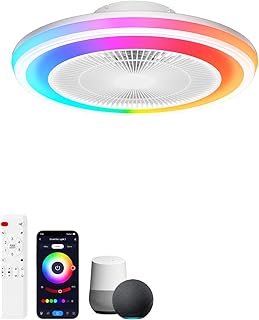 Smart RGB Ceiling Fans with Lights and Remote，20" Low Profile Ceiling Fan with Light ,6-Speed Wind & Dimmable LED,1000+RGB Ambient Light ,Flush Mount Ceiling Fan Compatible with Alexa and Google Home