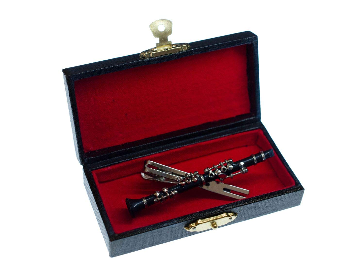 Miniblings Lazo del Clip de Lazo Clarinete Clip + Caja de música de Flauta Negro