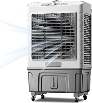 Evaporative Aircooler Humidifier Fan, 50L Water Tank, 3 Wind Speeds Portable Air Conditioner Fan for Effective Cooling and Comfort