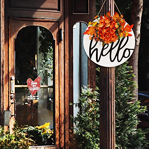 Fall Wreaths Maple Leaf Autumn Wreath For Front Door, Artificial Flowers Hydrangea Garland Hello Welcome Sign Door Wreath Rustic Fall Decor-170 #TOP4