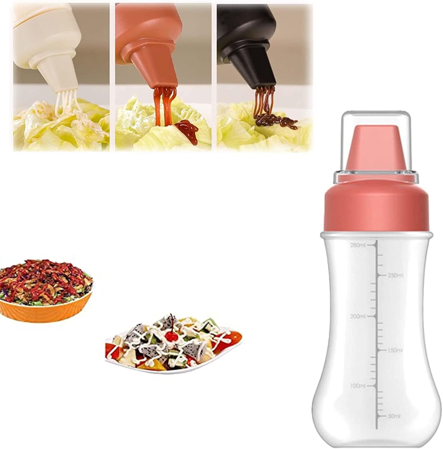 TOKLYUIE Condiment Squeeze Spray Bottles, 3 Pcs Measurable
