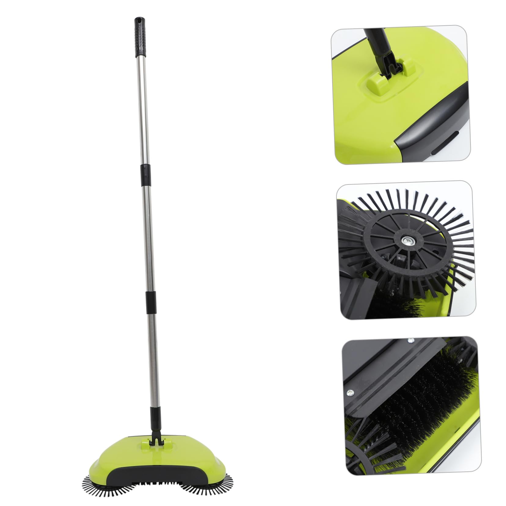 Cabilock Barredora de Pisos Manual Multifunción 3 Alturas Acero Inoxidable Abs Cepillo Pet Giratorio 360° Limpieza Hogar sin Pilas Cubo Cerrado Protección Niños