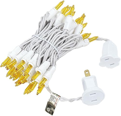 Miniatura 10 de Novelty Lights Juego de 50 mini tiras de luces ámbar de Navidad, cable blanco, para interiores y exteriores, certificación UL, 11 pies de largo