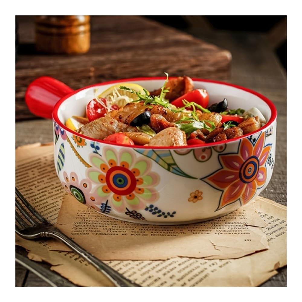 Naczynia do pieczenia 660 ml Nordic Countryside Kreatywna ceramiczna miska z jednym uchwytem do pieczenia ryżu w piekarniku