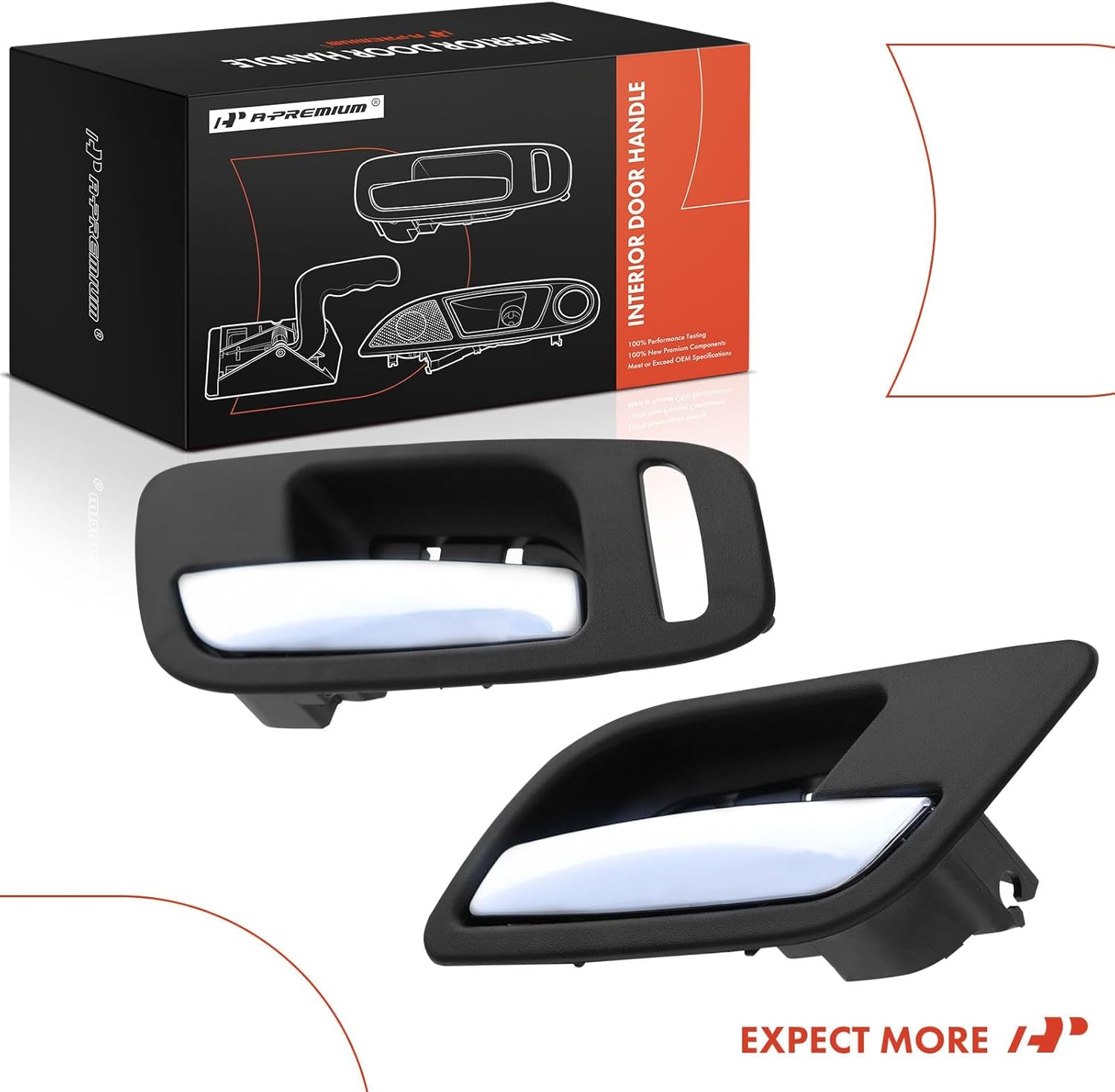 A-Premium Inside Interior Door Handles Compatible with Cadillac Escalade, Escalade ESV, Escalade EXT, 2007 2008 2009 2010 2011, Black Housing with Chrome Lever, 2-PC Set, Front Left and Right Side