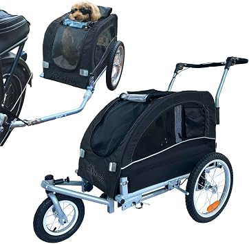 Booyah Medium Dog Stroller & Pet Bike Trailer with Suspension - Black