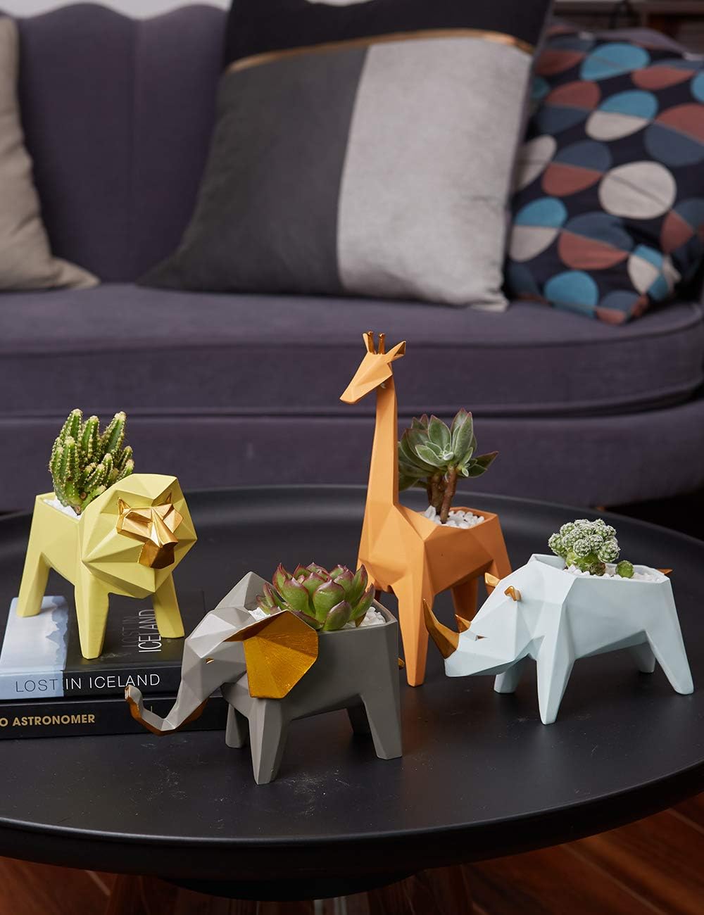 HAUCOZE Elephant Planter Statue Animal Sculpture Modern Home Decor Succulent Pot Living Room Office Gift 6.9 Inch