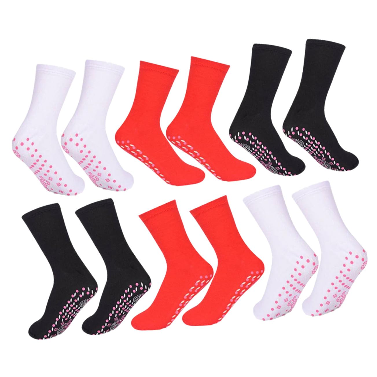 FOMIYES 6pares Calcetines Sanitarios Autocalentables para Mujer Calcetines Térmicos Cálidos y Transpirables Holgados para Hombre para Invierno y Actividades al Aire