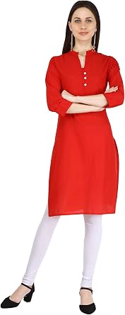 Ramkudi Indian Womens Plain Cotton Kurti Top