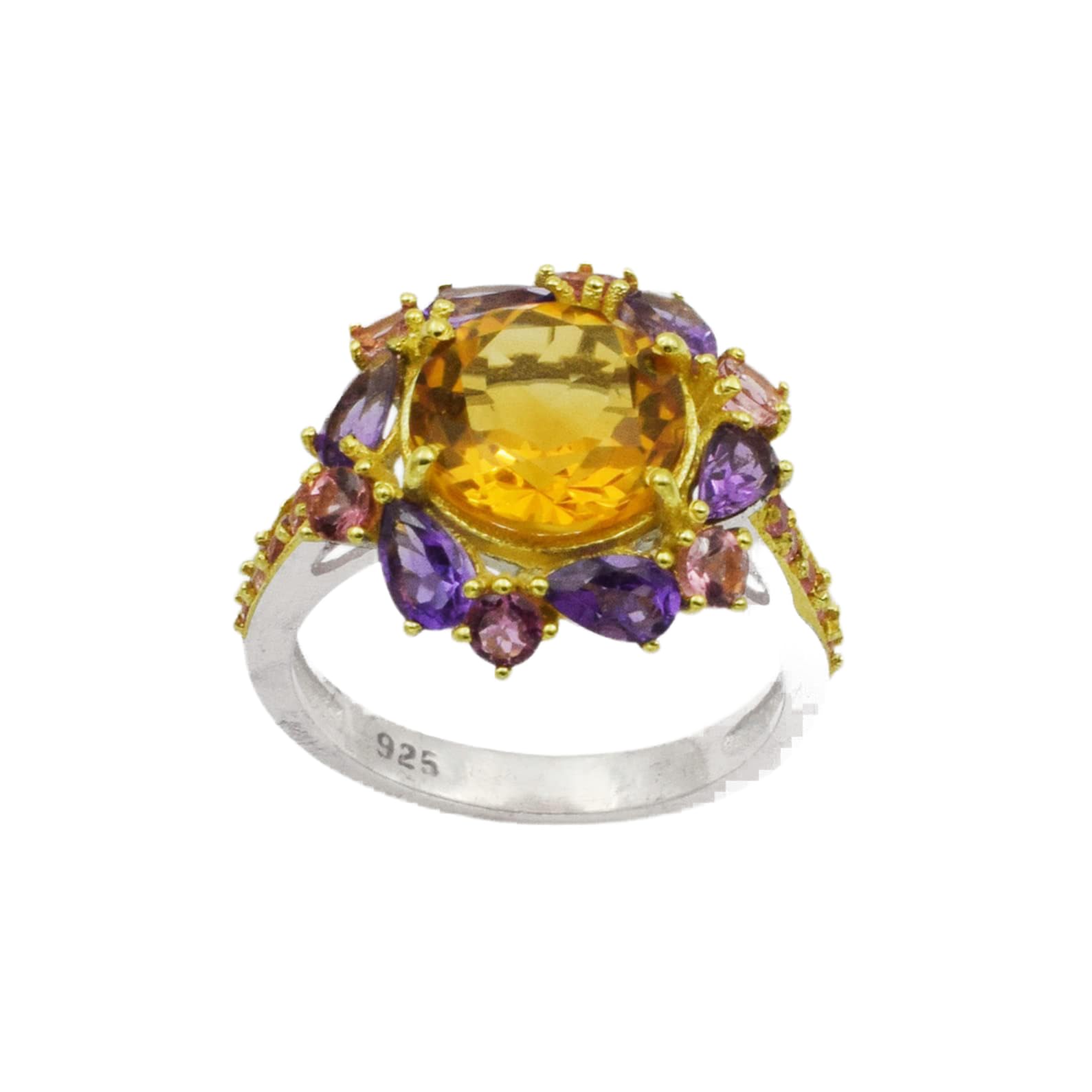 Bague en argent 925 avec améthyste véritable style art déco rétro - 7