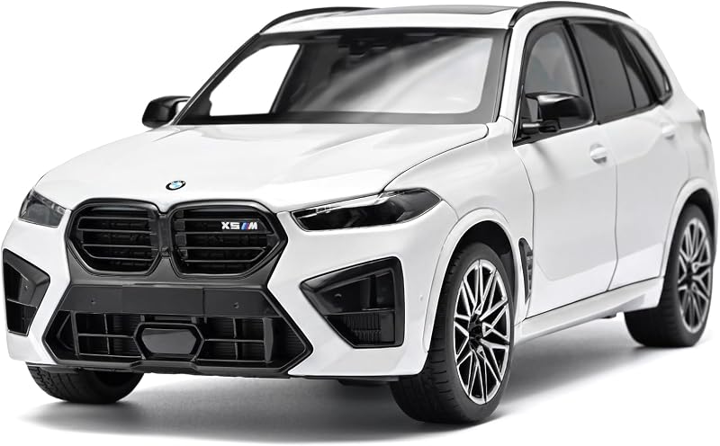 Compatible con modelo de auto BMW X5M para adultos, auto fundido a escala 1/18, color blanco | Kit de auto modelo de aleación grande para adultos con puerta abatible, auto coleccionable de metal fundido a presión para adultos, regalos premium para hombres