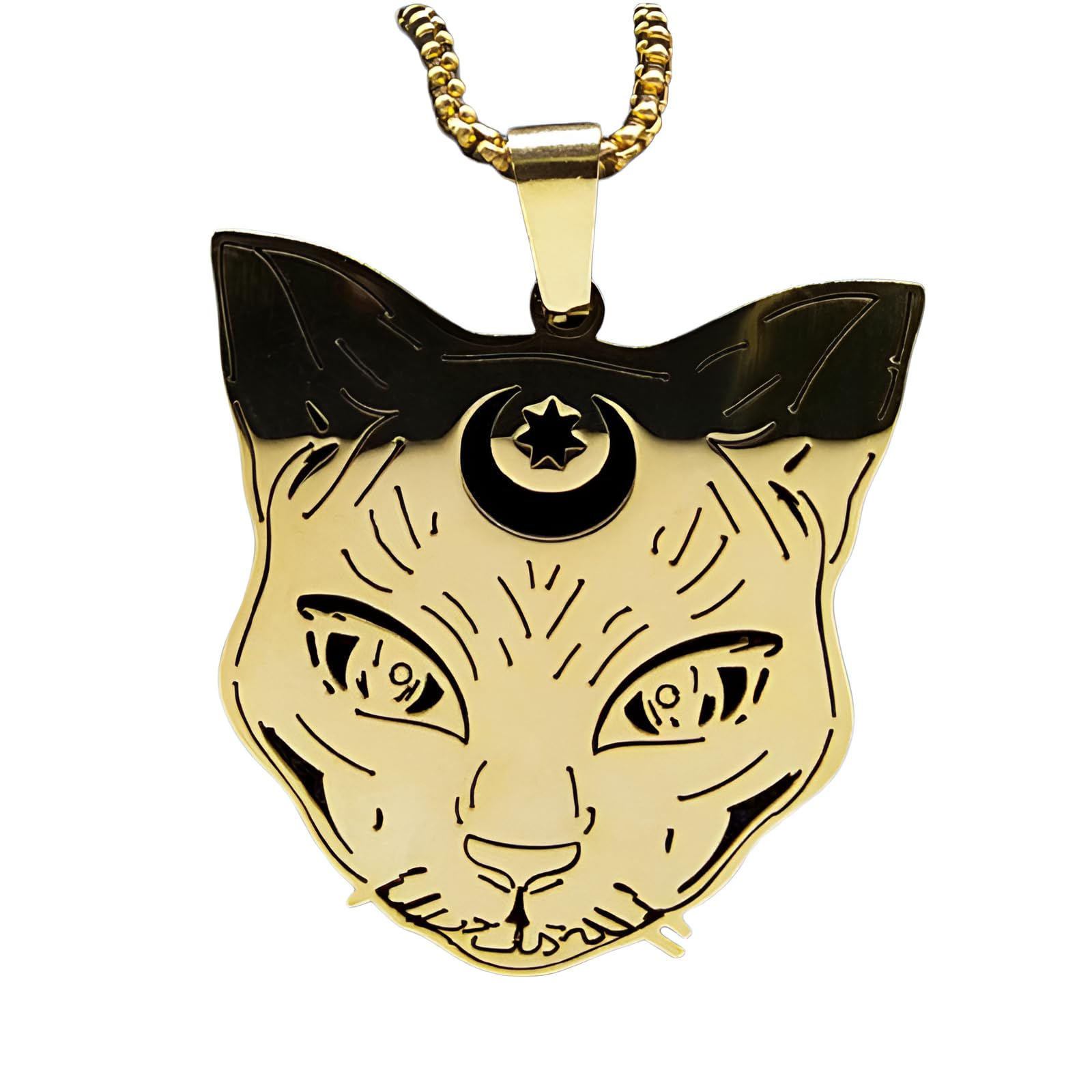 Accessorie Silber Goth Wicca Katzen Heptagramm Hexerei Charme - Halloween -Katzenkette, schwarzer Katzenschmuck, Schwarze Katze Halskette für Frauen Urlaub