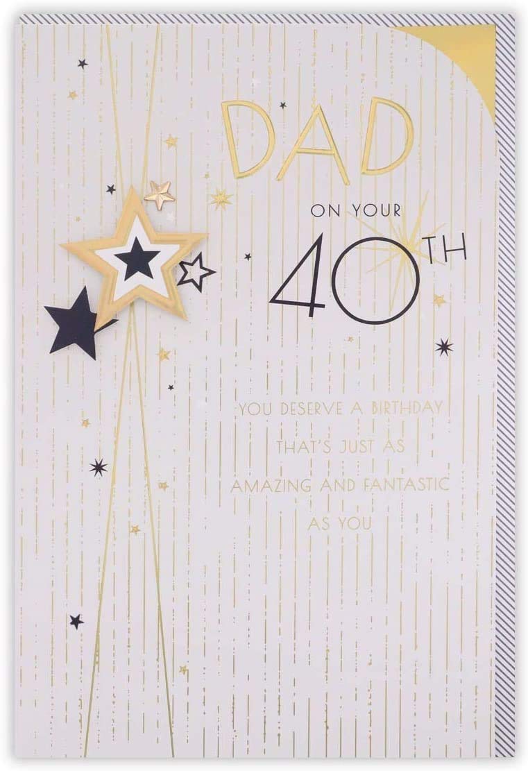 Clintons: Stars With Gold Detail, Dad 40th Milestone Birthday Greetings Card, Dad 40th Birthday Card 149x229mm, multi-color, 1163304