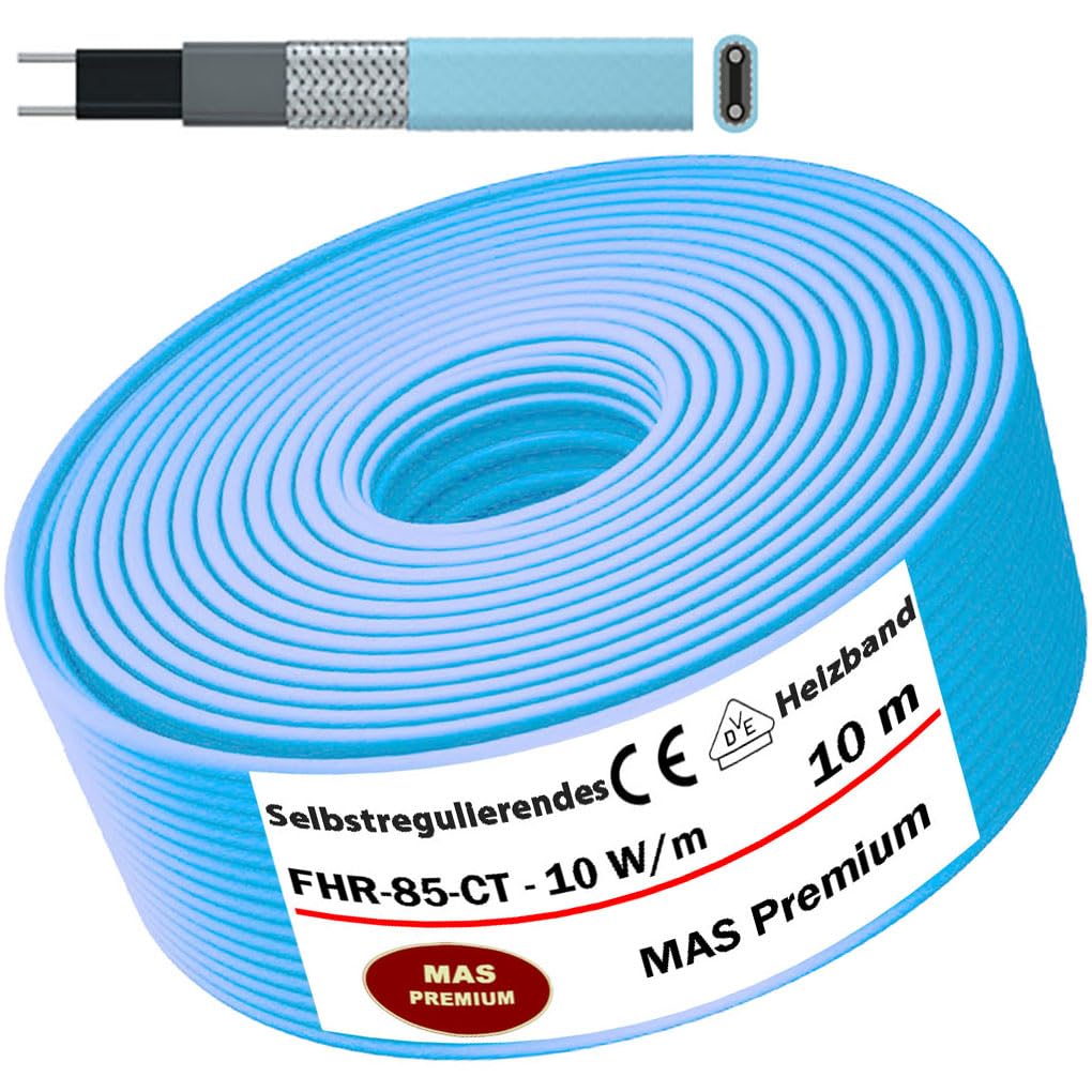 Heizkabel Selbstregulierendes Heizband HEAT Regular-85-CT Selfregulating Heating Cable 10w/m 5–100m Rohrheizung Begleitheizung Wasserleitung Dachrinnenheizung Frostschutzkabel 10°- 85°C (10m)