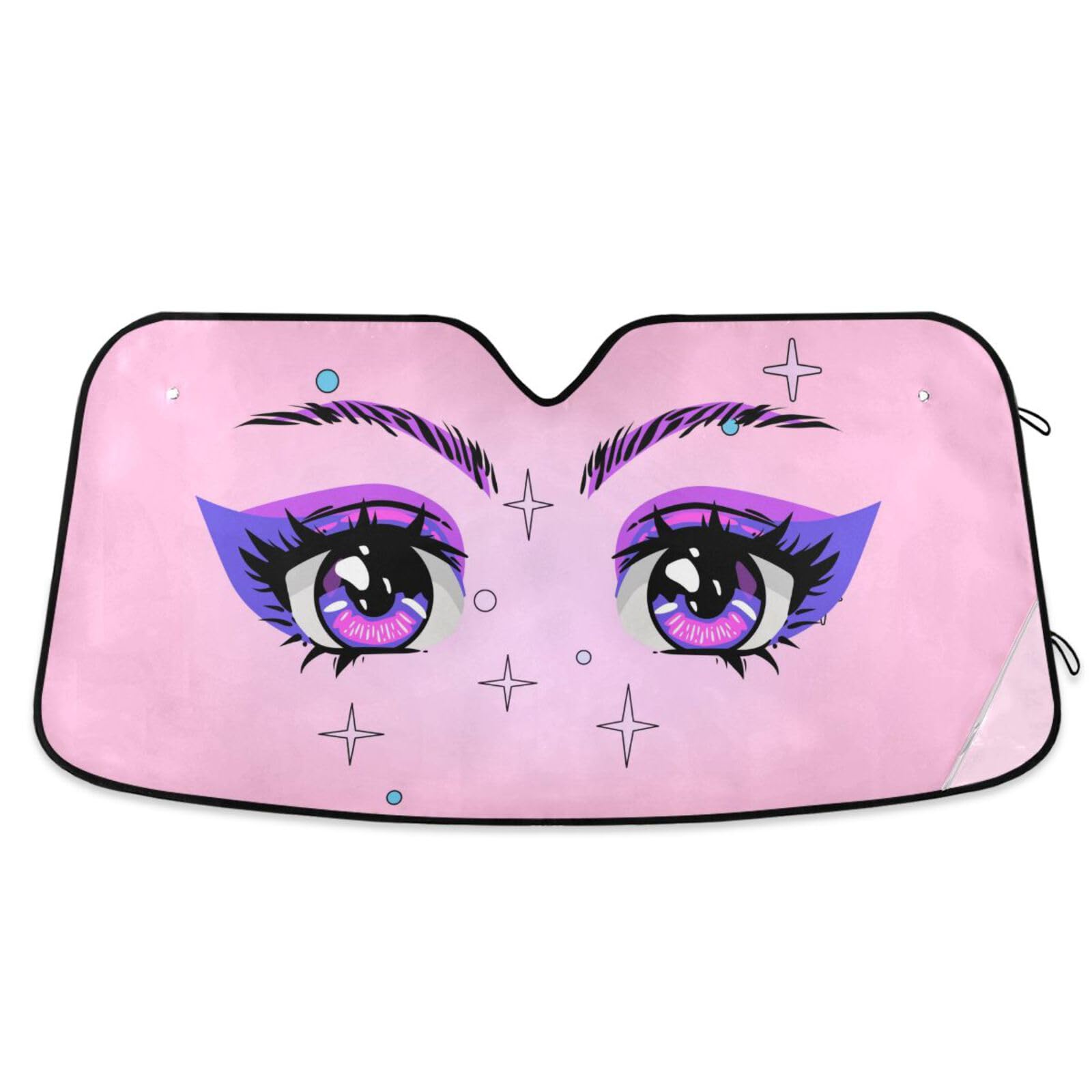 Boccsty Anime Girl Eyes Car Windshield Sunshade Purple Eye Front Truck Window Sun Shade Foldable Sun Shield Cover Blocks UV Rays Sun Visor Protector for Car Truck SUV Vans S