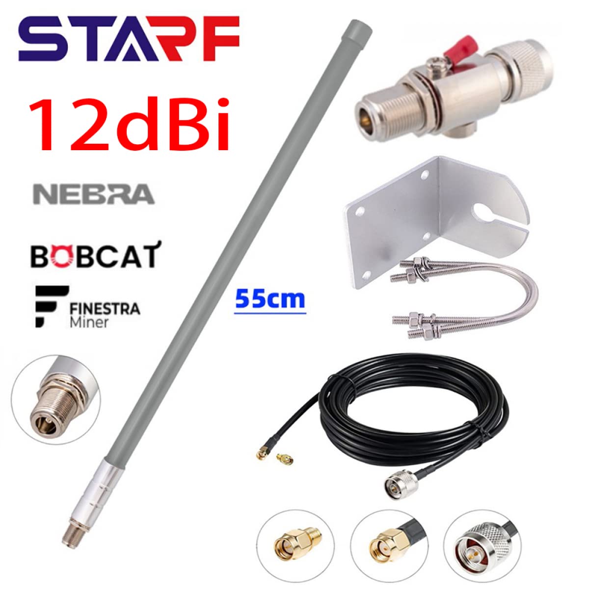 Antenne Helium HNT 12 DBi SPORTARC - Antenne LoRa 12dBi 868/915MHz - Helium  Hotspot Miner Antenne Omnidirectionnelle 868MHz