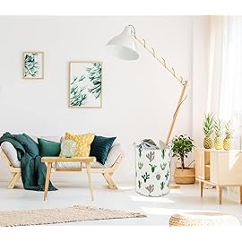 TIBAOLOVER Laundry Basket Kids laundry hamper Cactus Hamper Toy Storage Bin Organizer for Boys and Girls Cactus Room Decor(Green and Gray