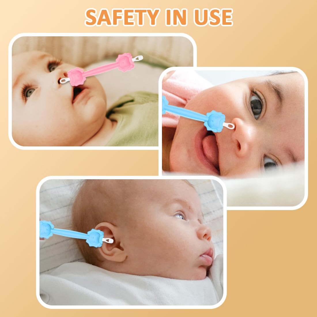 JEYORZY 2 pièces pinces de nettoyage nasales pour bébé, Gadget cure nez bebe, nez nettoyeur, cure oreille enfant, sûr et hygiénique, pour bébés et tout(Rose et Bleu)