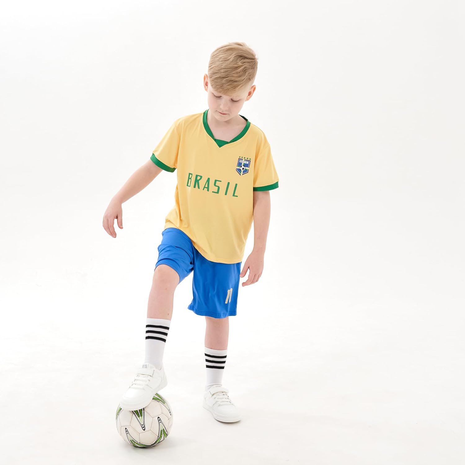 Toddler Brazil Soccer Jersey Outfits 2T Kids Brasil Football Uniforms for Youth Sports Fan Gift (Brazil,2T) - Image 2