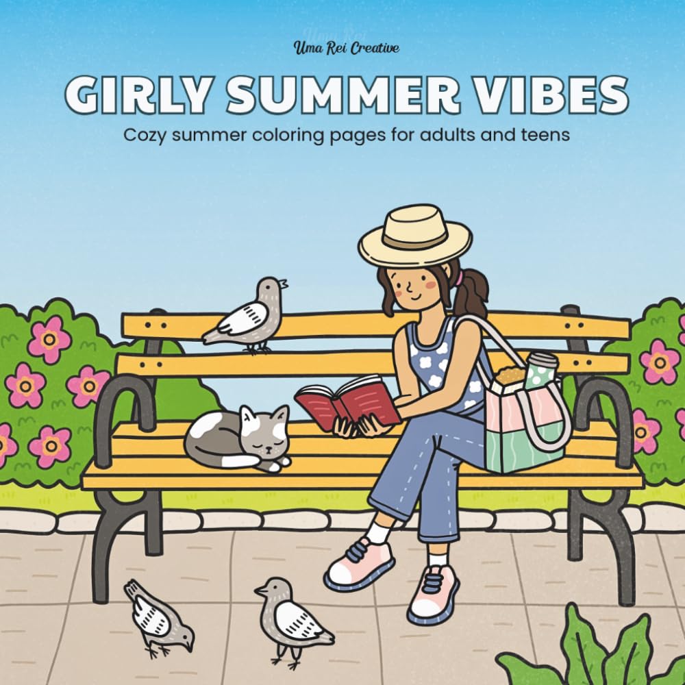 Girly Summer Vibes: Cute and Cozy Coloring Book for Adults and Teens