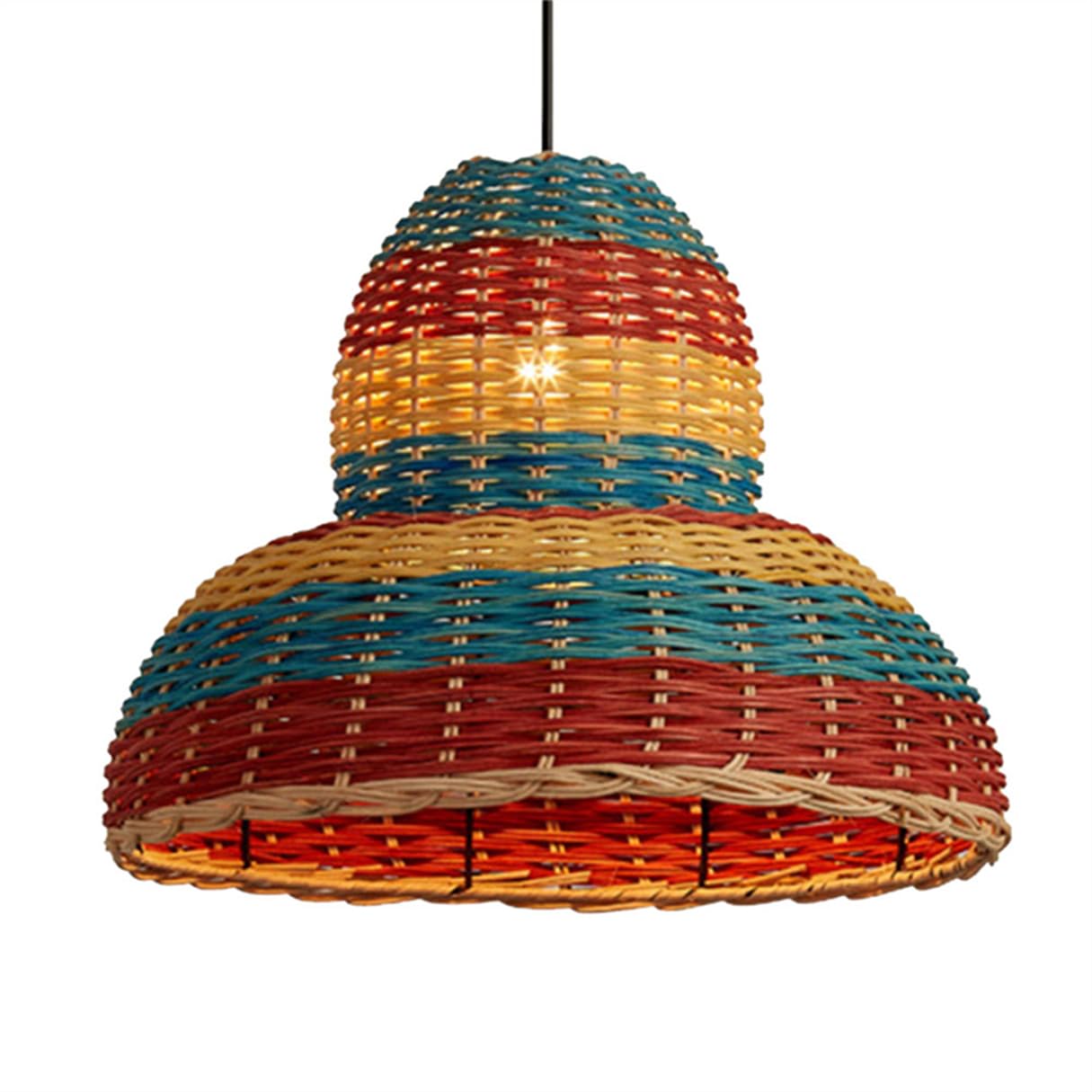 CSSYKV Antique Rattan Pendant Light 15.7" Farmhouse Coastal Wicker Lamp Shade for Kitchen Island Rattan Pendant Lamp Multi-Color Lantern Vintage Lamp Fixture for Farmhouse Barn Kitchen Living Room